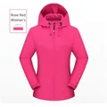 Veste à capuche de plein air pour femme en rose rouge avec poignets réglables - S / Style Femme / Rouge Rose