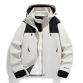 Outdoor 3-in-1 jas in beige en zwart met uitneembare warme fleecevoering en capuchon - XXS / Ivoor