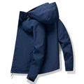 Men's navy blue outdoor hooded windbreaker jacket with adjustable cuffs and waterproof fabric - M / Dark Blue