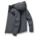 Men's dark grey hooded windbreaker jacket with lightweight windproof fabric on white background - M / Dark Gray