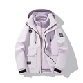 Lavender three-in-one waterproof outdoor jacket with detachable fleece lining in flat lay - XS / Coral Purple