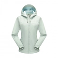 Veste de randonnée menthe imperméable avec doublure de capuche bleu clair et fermeture éclair - S / Style Femme / Vert Haricot