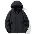 Veste de montagne imperméable avec capuche réglable et col montant coupe-vent - S / Noir