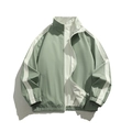 Veste réversible pour hommes en vert haricot et blanc avec col montant et rayures - S / Vert Haricot