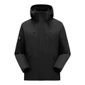 Men's black windproof 3-in-1 outdoor jacket with adjustable hood and velcro cuffs - M / Men's Black
