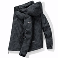 Coupe-vent à capuche camouflage pour homme en tissu technique gris-noir camo - M / Noir