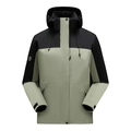 Three-in-one outdoor jacket in gray green and black color block with adjustable hood - M / Men's Rosin Green