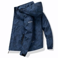 Coupe-vent à capuche pour hommes avec imprimé camouflage bleu foncé et tissu ripstop - M / Bleu