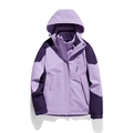 Three-in-one outdoor hooded jacket in purple colorblock with warm fleece lining - M / Women's Light Purple