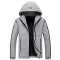 Veste de sport à capuche gris clair pour homme avec poches zippées et manches rayées - M / Gris