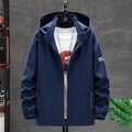 Coupe-vent décontracté pour homme en bleu marine avec capuche et fermeture éclair complète - M / Bleu