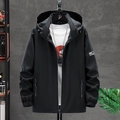 Veste coupe-vent noire à capuche pour homme avec fermeture éclair et poignets - M / Noir