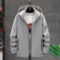 Veste coupe-vent à capuche gris clair pour homme avec poches zippées et coupe décontractée - M / Gris clair