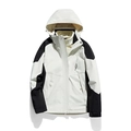 Off-white three-in-one waterproof outdoor jacket with black contrast panels and warm fleece lining - M / Women's White