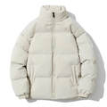 Gevoerde heren winterjas met opstaande kraag in gebroken wit, dikke pufferjack stijl - M / Beige