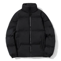 Heren winterpufferjack met opstaande kraag en warme wattering in mat zwart - M / Zwart