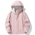 Light pink hooded windbreaker outdoor jacket with adjustable cuffs and zipper pockets - S / Pink