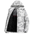 Veste à capuche hiver pour homme avec motif camouflage géométrique blanc et gris chaud - M / Blanc Cassé Gris