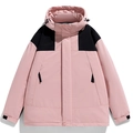Men's outdoor windproof jacket in pink and black color block with protective hood - M / Pink
