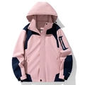 Veste à capuche bicolore imperméable rose et bleu marine avec doublure en maille et poches - S / Rose