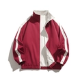 Unisex sports windbreaker jacket featuring dark red and white contrast stitching design - S / Dark Red