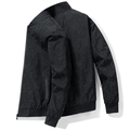 Chaqueta bomber negra para hombre con textura de hojas y puños elásticos de canalé - M / Negro