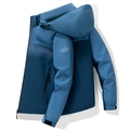 Coupe-vent de sport pour hommes avec capuche amovible et design patchwork bleu marine - M / Bleu Ciel