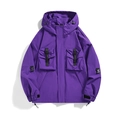 Purple waterproof outdoor mountain jacket with functional multi-pockets for couples - S / Purple
