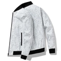 Chaqueta bomber blanca de hombre con estampado de palmeras y bordes negros - M / Blanco Roto Gris