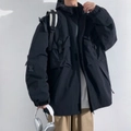 Chaqueta negra con capucha para hombre con diseño de múltiples bolsillos urbanos - S / Negro Dinámico