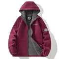 Chaqueta polar con capucha para hombre en granate con forro gris cálido y cremallera - XS / Granate