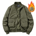 Giacca bomber da uomo verde militare con fodera trapuntata e design multitasche - M / Verde Militare (Foderato in Pile)