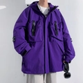 Chaqueta de hombre con capucha en color morado brillante con bolsillos cargo de estilo - S / Púrpura Mariposa