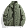 Veste légère vert olive à col montant avec fermeture éclair et doublure en maille - M / Vert clair