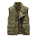 Vintage Herren Arbeitsweste in Armeegrün mit Sherpa-Futter und praktischen Außentaschen - M / Armeegrün
