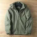 Veste outdoor homme vert armée avec tissu imperméable et logo montagne capuche - M / Vert Militaire