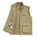 Gilet da pesca uomo kaki con tasche multiple, collo alto e fodera in rete traspirante - M / Cachi
