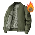 Men's military green bomber jacket with warm quilted lining and ribbed cuffs - M / Army Green