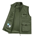 Gilet cargo da esterno verde militare con multitasche e fodera in rete traspirante - M / Verde Militare