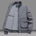 Men's dark grey bomber jacket with ribbed cuffs and utility arm pocket in loose fit - M / Gray