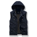 Winter werkvest met capuchon voor heren met fleecevoering en vier klepzakken - M / Donkerblauw