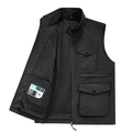 Gilet da pesca nero multitasche da uomo con fodera in rete traspirante per esterno - M / Nero