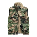 Gilet mimetico vintage da uomo con fodera in pile, design multi-tasche e calda lana d'agnello - M / Mimetico