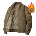 Men's olive cotton flight jacket with thick quilted lining and ribbed cuffs - M / Coffee