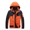Outdoor lightweight windbreaker jacket in bright orange and black with hood and pockets - M / Men's Orange-red