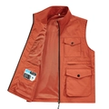 Men's multi-pocket functional fishing vest in rust red with breathable mesh lining - M / Brick Red
