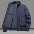 Classic navy blue men's bomber jacket with ribbed cuffs and utility arm pocket - M / Dark Blue