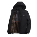 Parka de invierno negra para hombre con forro grueso de pelo sintético y cortavientos - M / Negro