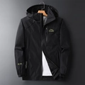 Veste outdoor noire coupe-vent pour homme avec capuche et tissu résistant à l'eau - L / Noir