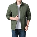 Herren Outdoor Sportjacke in Olivgrün mit Fleecefutter und Stehkragen Design - M / Grau